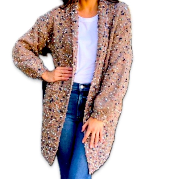 Confetti cardigan long  Mocha Cardigan Davi & Dani Boutique NWT - Picture 12 of 12
